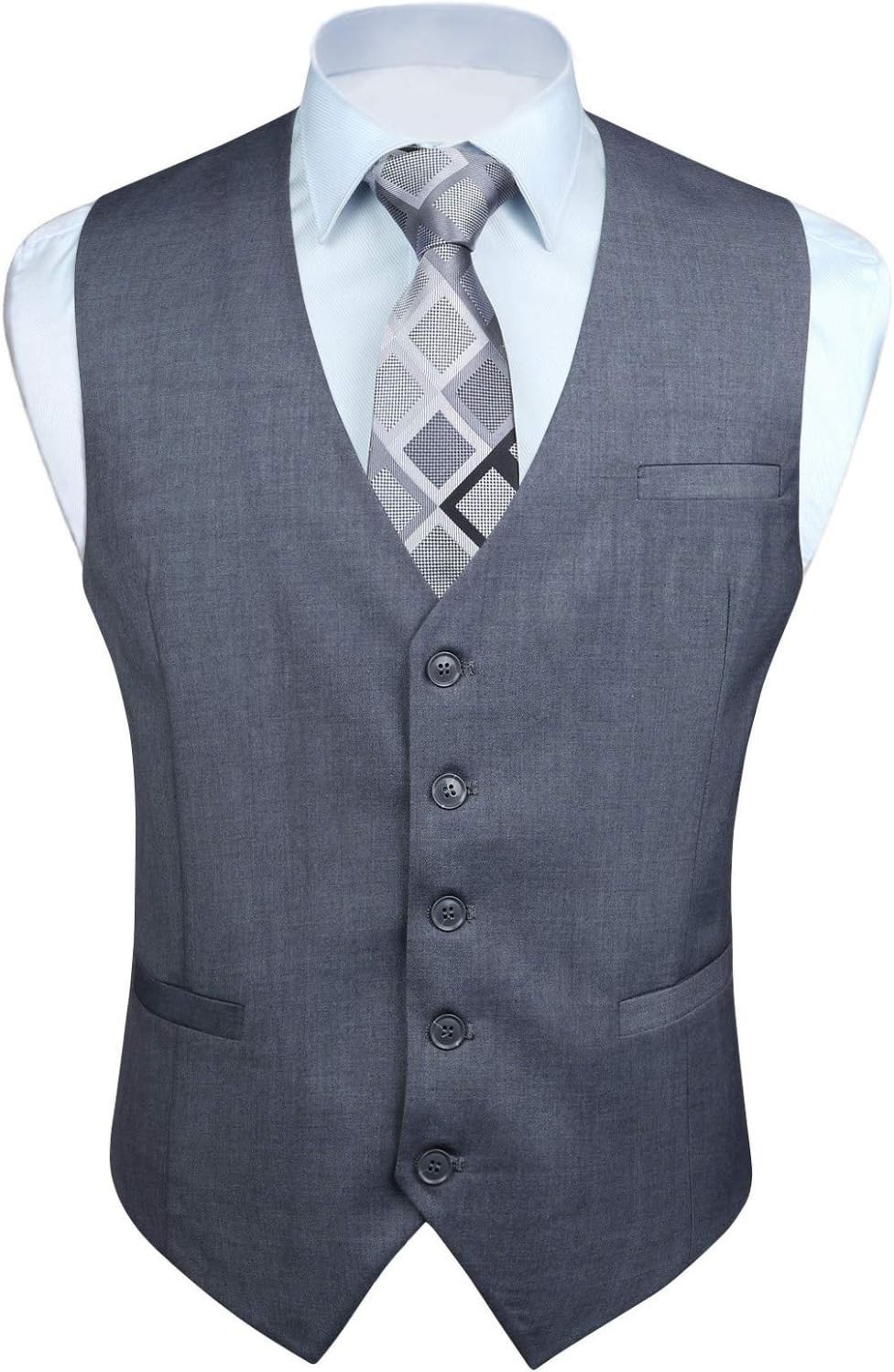 HISDERN Men Suit Vest Business Formal Dress Waistcoat Vest with 3 Pockets