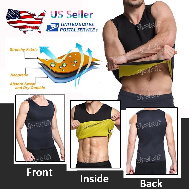 Men’s Neoprene Sauna Thermo Sweat Body Shaper Waist Trainer Gym Slim Corset Vest