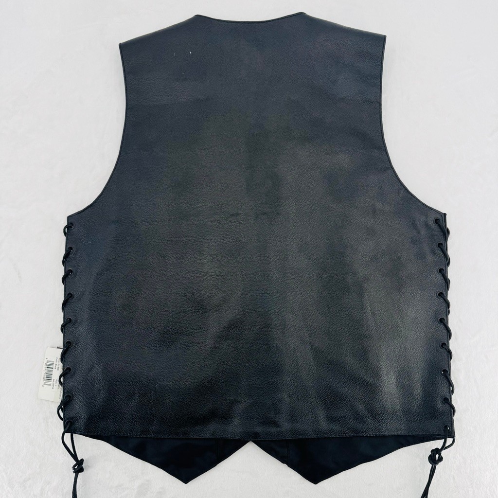 Black Leather Vest Event Leather 10 Pocket Vest Biker Rocker Motorcycle Large