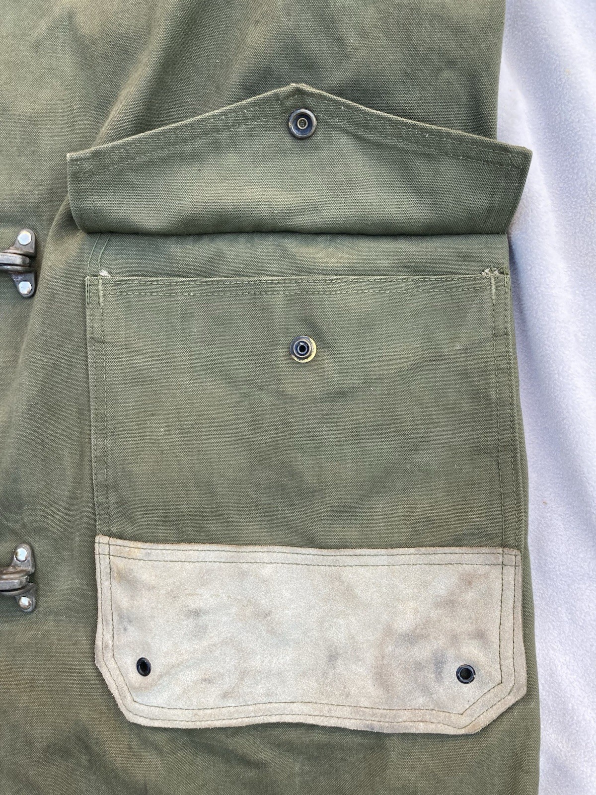1961 US Military Fireman Olive Drab Canvas Work Coat Sz 40 Vietnam Era
