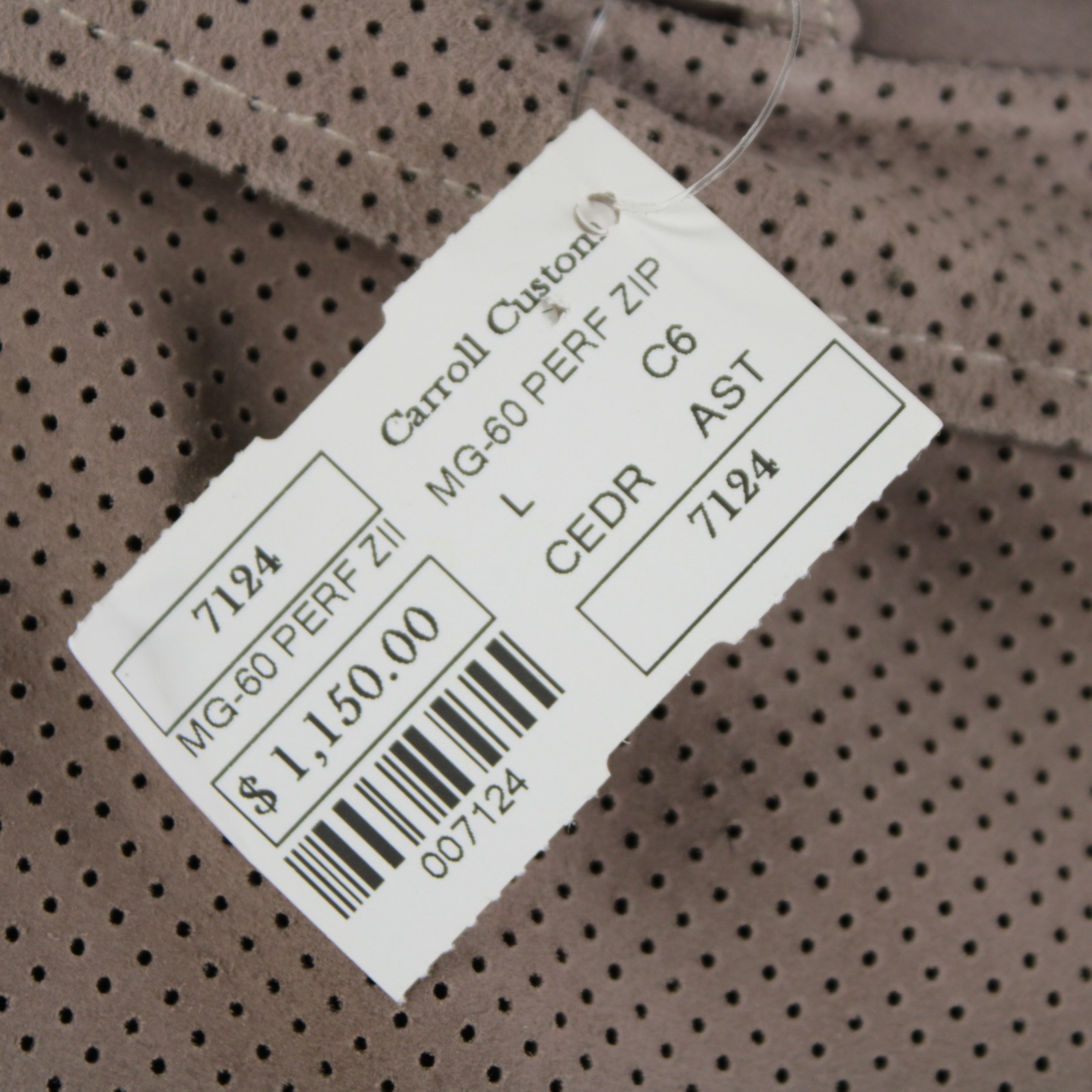 Carroll Custom NWD Perforated Suede Leather Jacket Size Large In Solid Cedar