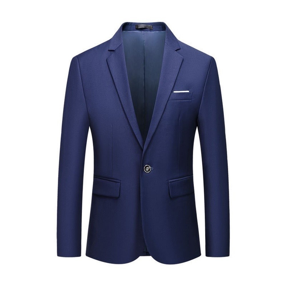 Solid Color Men’s Suit Jacket Lapel Collar Long Sleeve For Blazer Coat