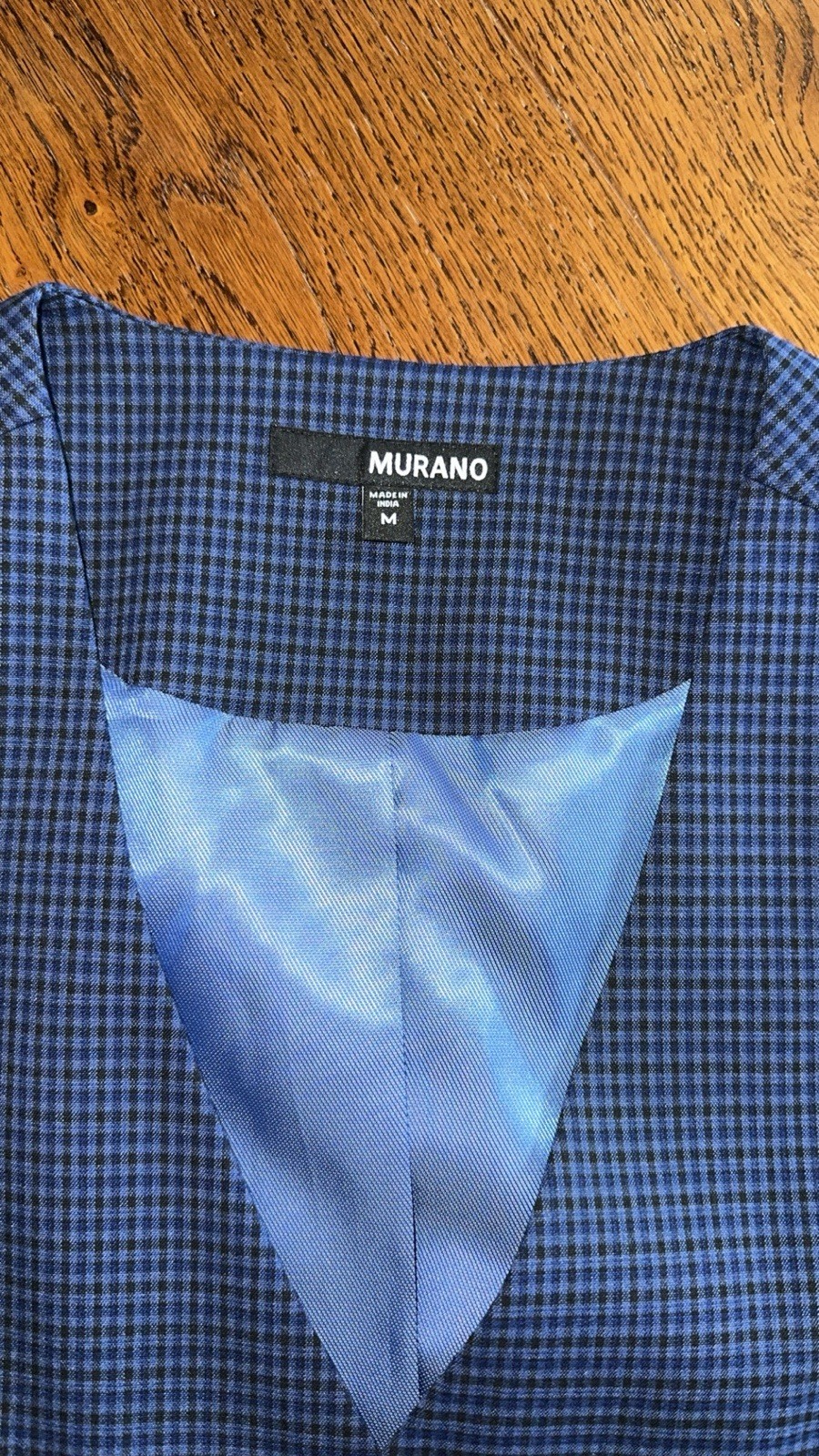 Murano Suit Vest Gray/Black Windowpane Plaid Polyester/Viscose/Spandex Sz M EUC