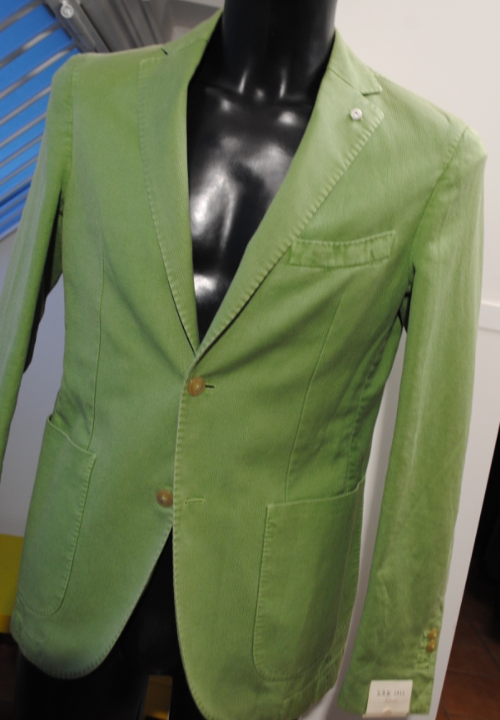 L.B.M. LUIGI BIANCHI MANTOVA JACKET SIZE 48 553.00 CART. GREEN COTTON