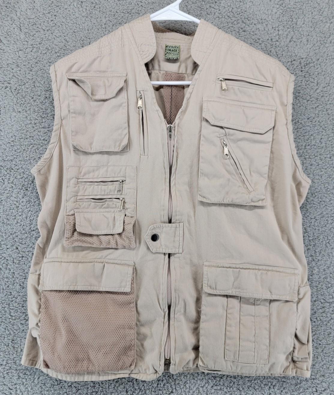 Image Utility Photo Vest Large Khaki Mesh Back 10 Pockets Professional Zip