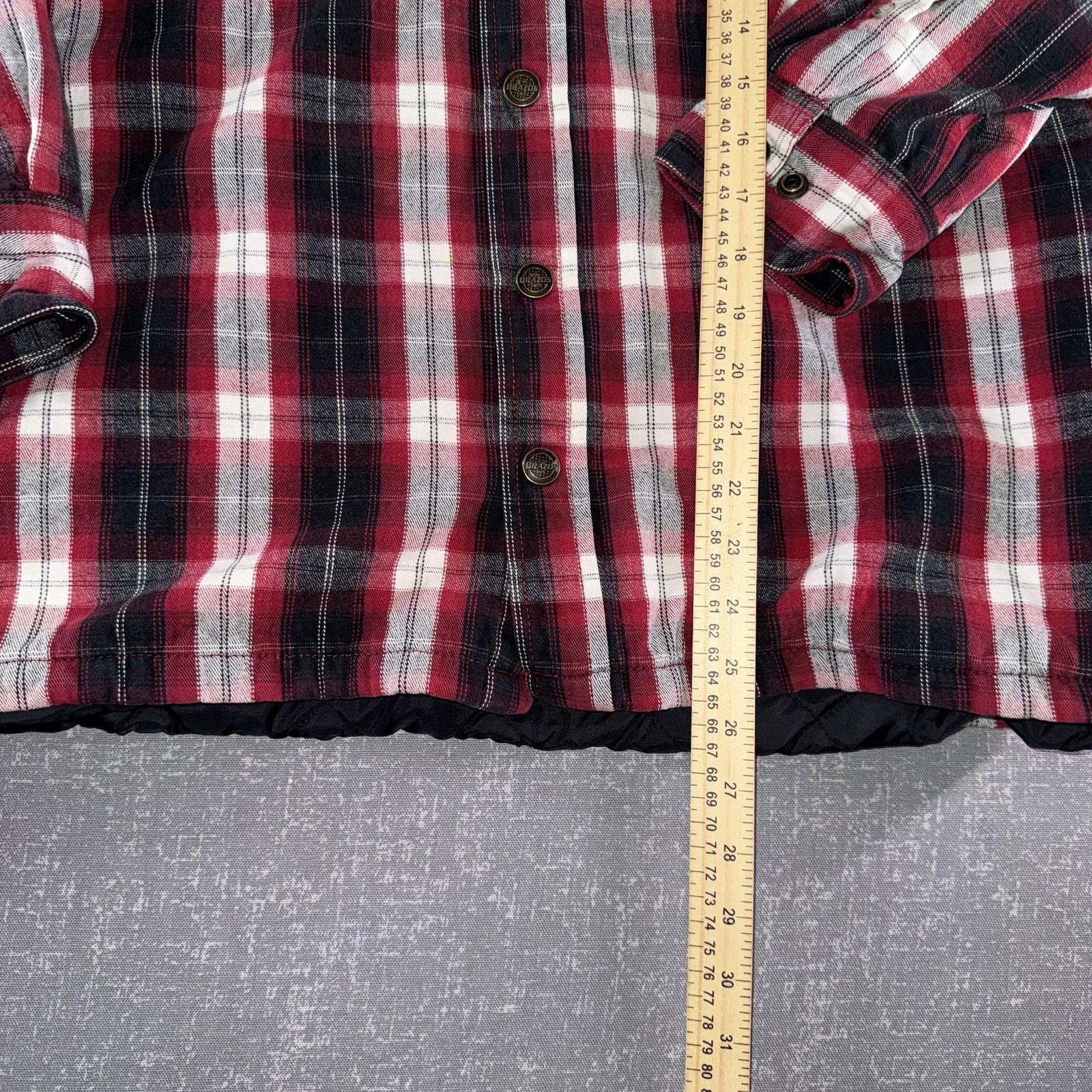 Brazos Jacket Mens Large Red Plaid Flannel Hooded Quilted Workwear Shirt Coat