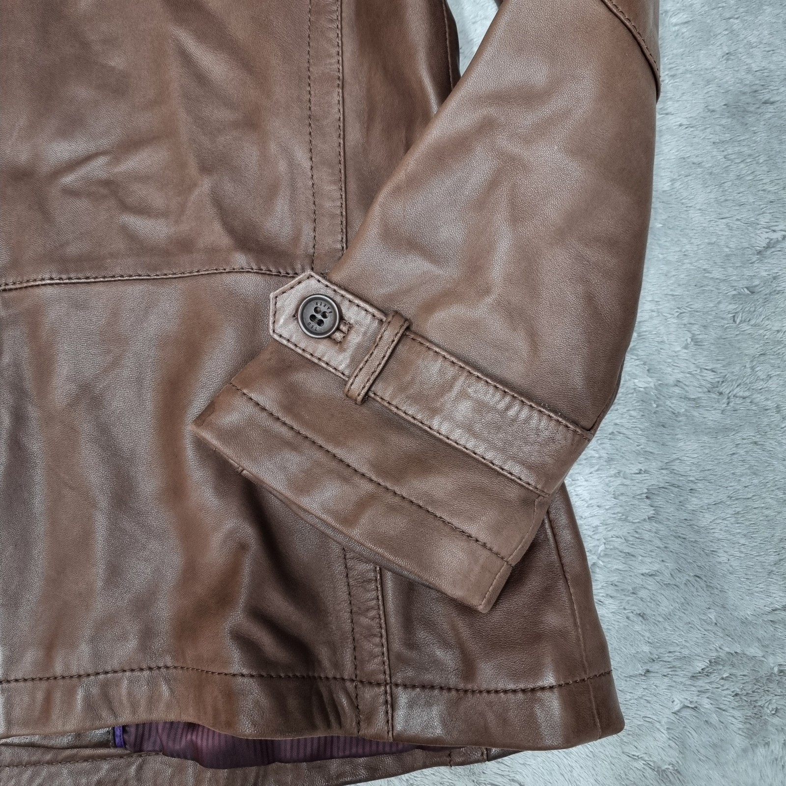 Ted Baker Lined Leather Jacket Matt / Nubuck Finish Men’s Coat TB 5 UK 16