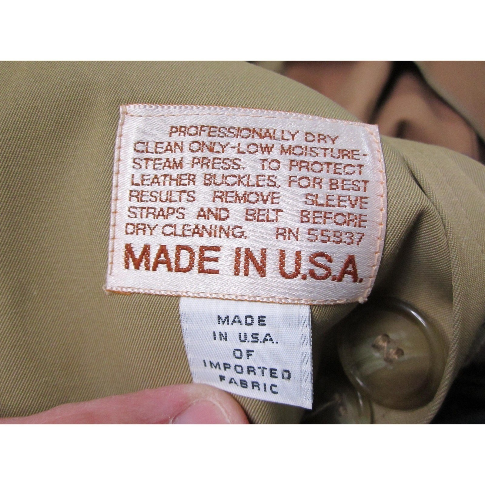 Marshall Field’s Trench Coat Mens 46 Long Tan Belted Wool Liner Made in USA