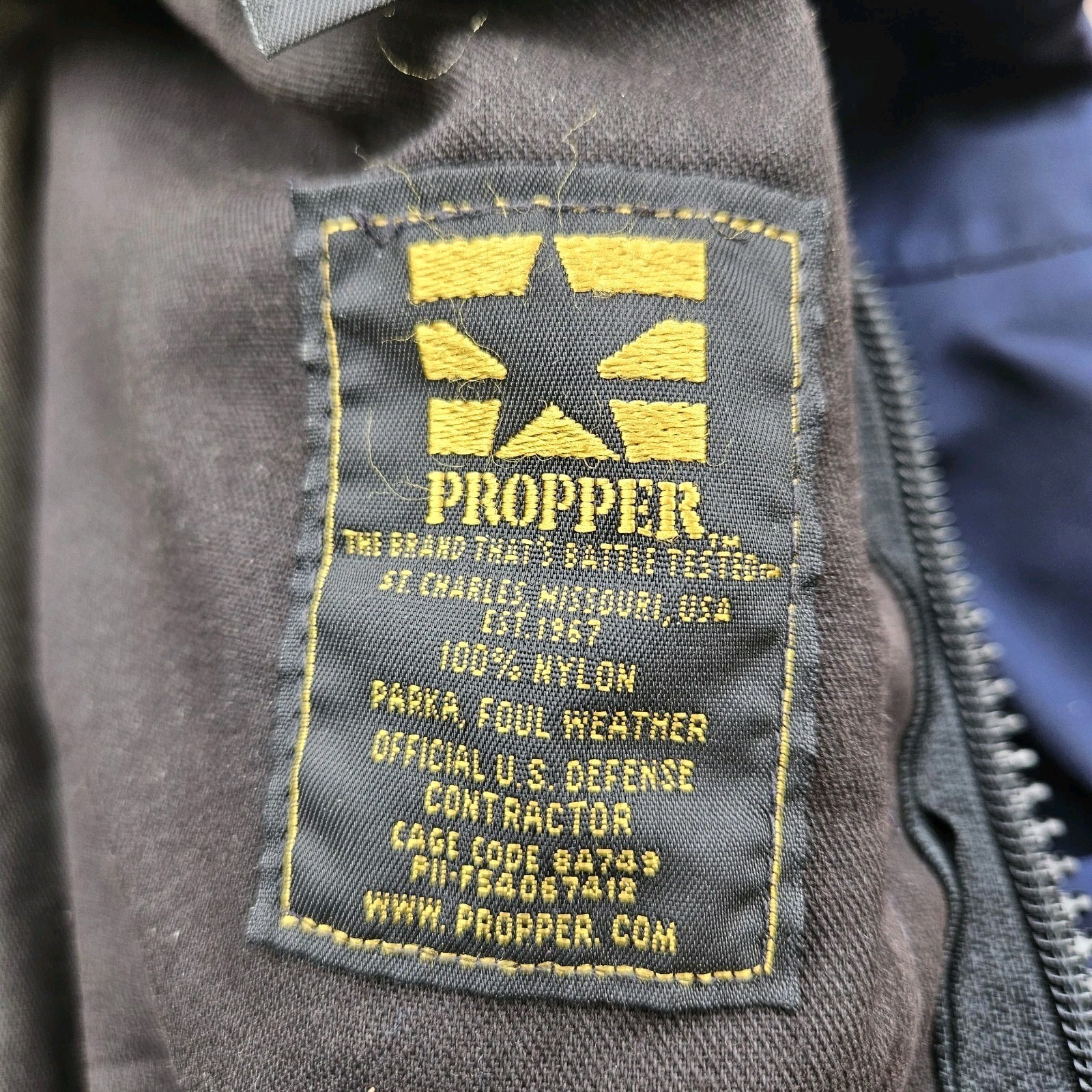 Propper Best Defense Foul Weather Parka Jacket Mens Large Gore Tex USA Navy