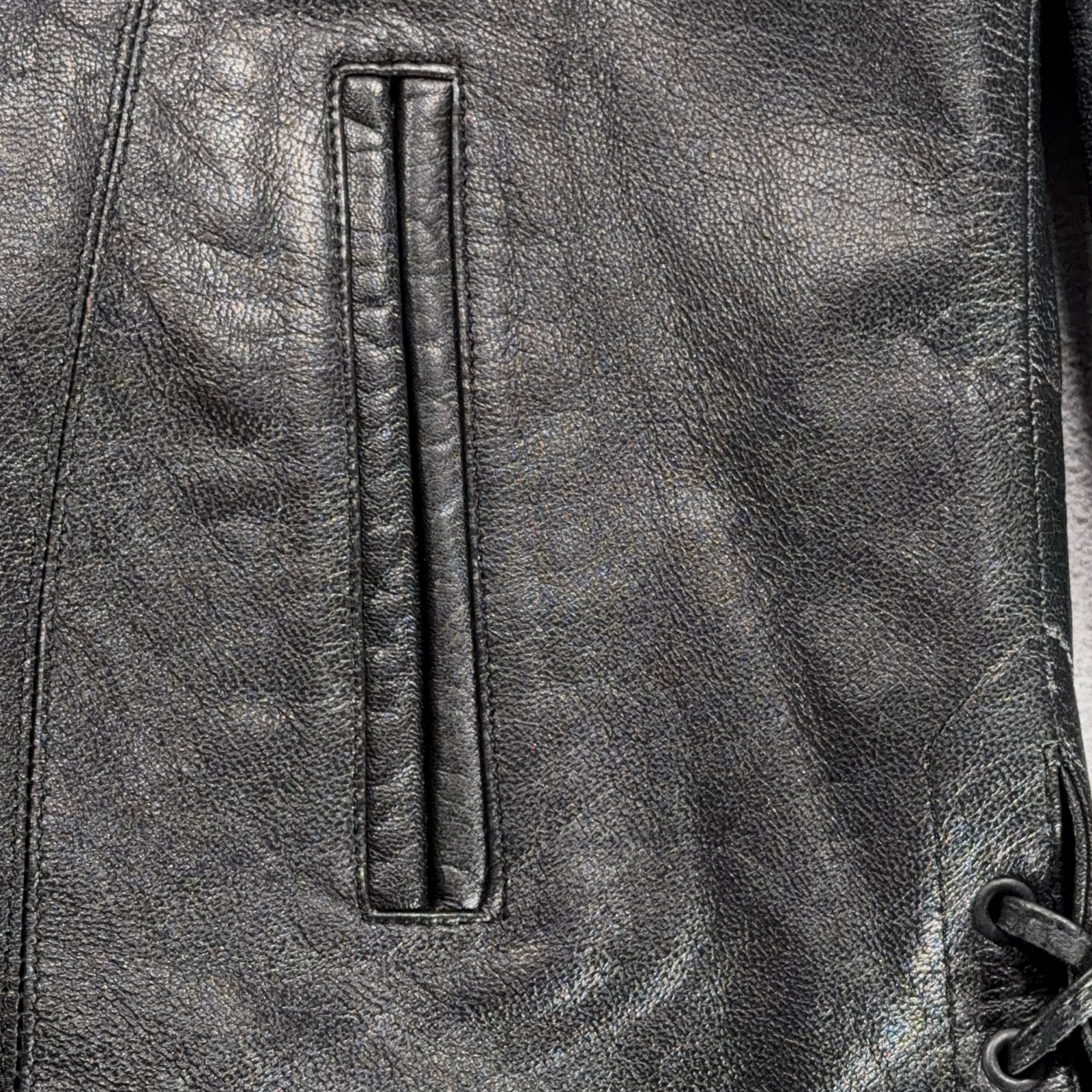 Vintage Hot Leathers Jacket Adult EXTRA LARGE Black Lace Up Western Biker 90s