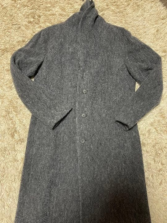 Used Issey Miyake Men Boa-Style Chesterfield Coat Size 2 Gray Length 105cm