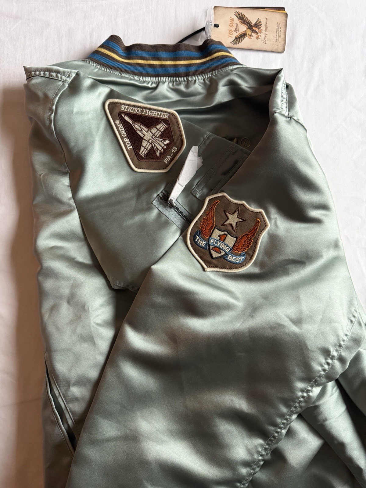 Top Gun Satin Eagle Varsity BomberJacket In Light Blue Men’s US 2XL