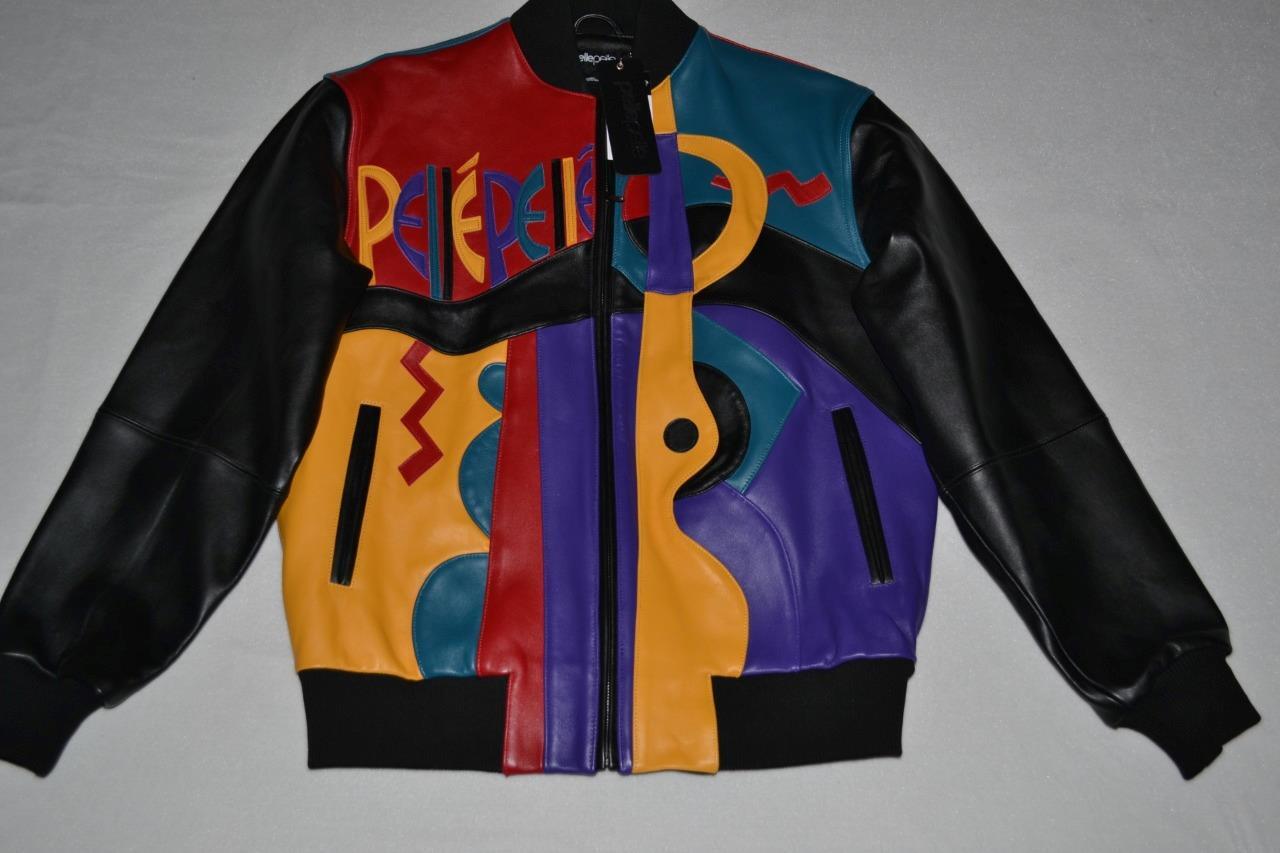 AUTHENTIC Pelle Pelle Men’s LEATHER PICASSO PLUSH Jacket BLACK MULTI All SIzes