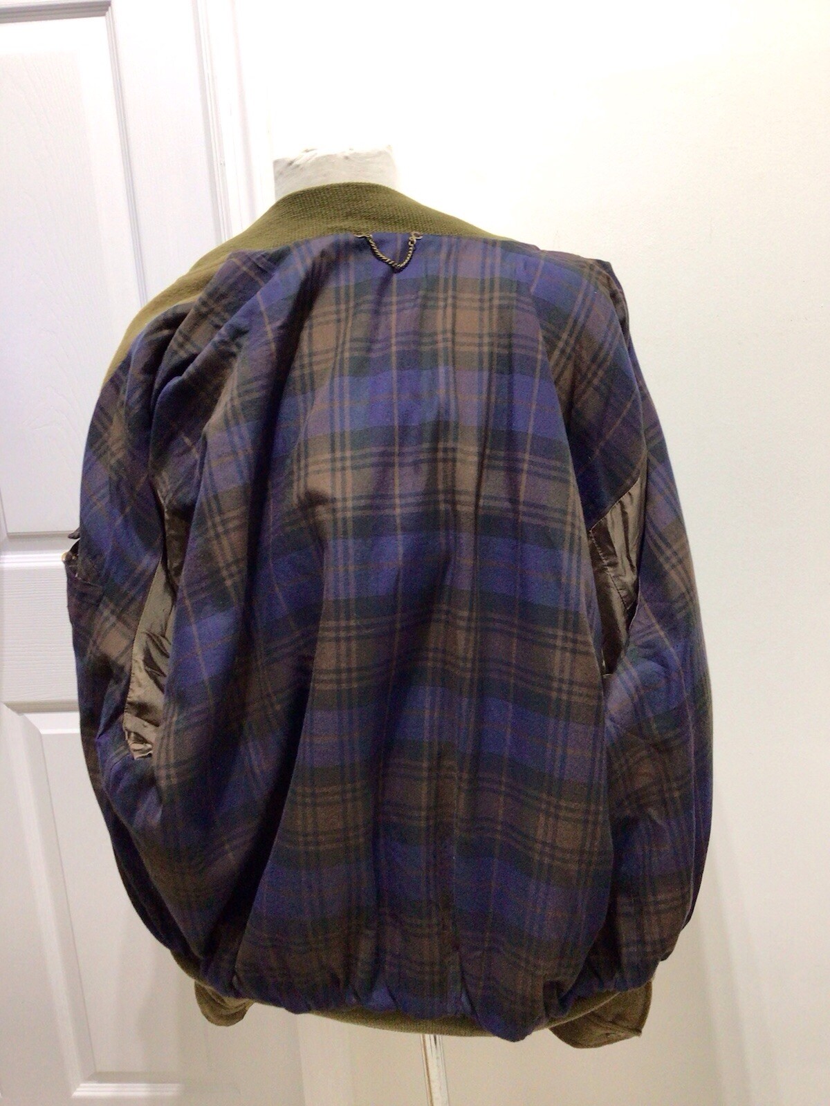 ALFRED DUNHILL VINTAGE 100% Wool Bomber Jacket SIZE 44 OLIVE GREEN BUTTON