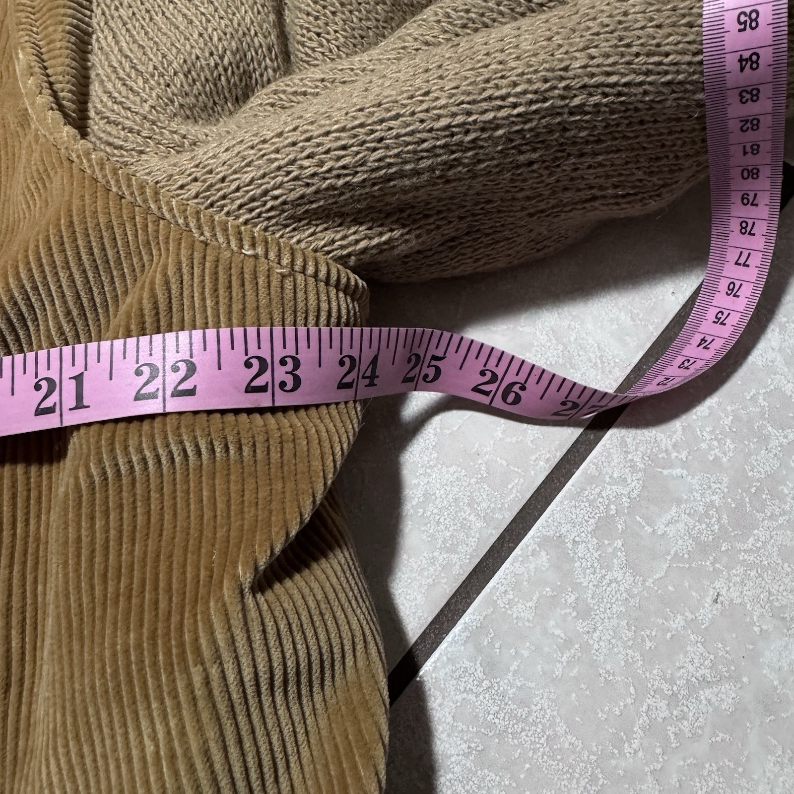 VTG 60s Campus Tan Corduroy Faux Fur Lined Jacket With Knit Sleeves Size 44 USA