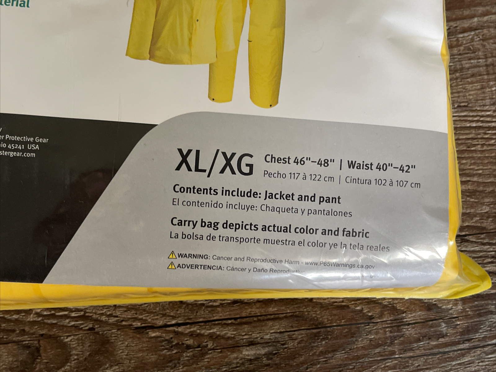 Safety Works 2-Piece Yellow EVA Rain Suit Drawstring Hood Size X-Large New