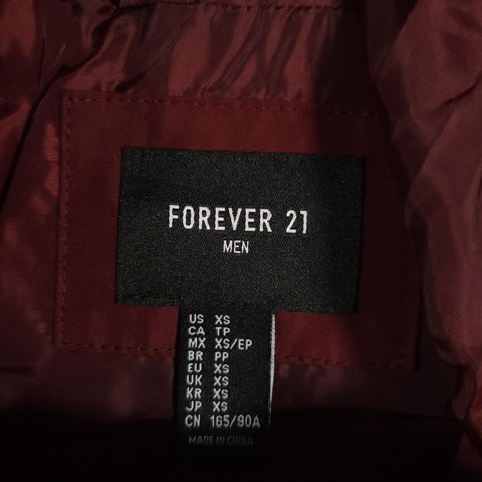 Forever 21 Jacket Mens XS Hooded Windbreaker Lightweight Polyester Pockets