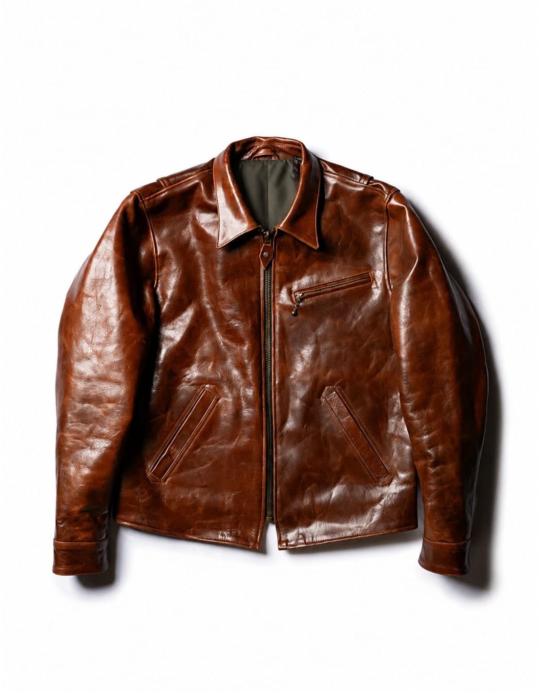 Men’s Vintage Burnt Sienna Brown Cowhide Leather Jacket Cafe Racer Biker Jacket