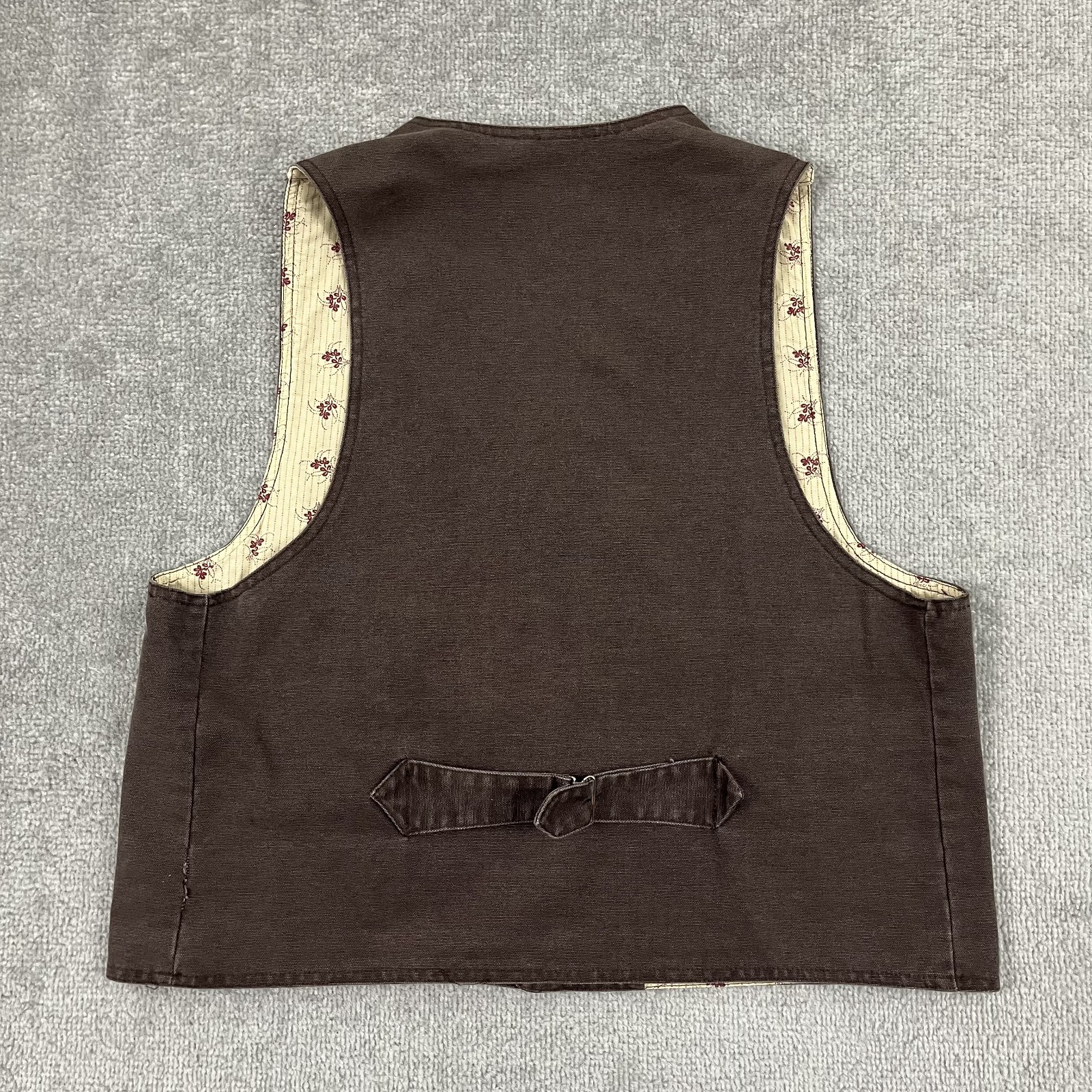 Wah Maker Vest Adult Men Large Brown Canvas Western Cowboy Rodeo Buckle Back USA