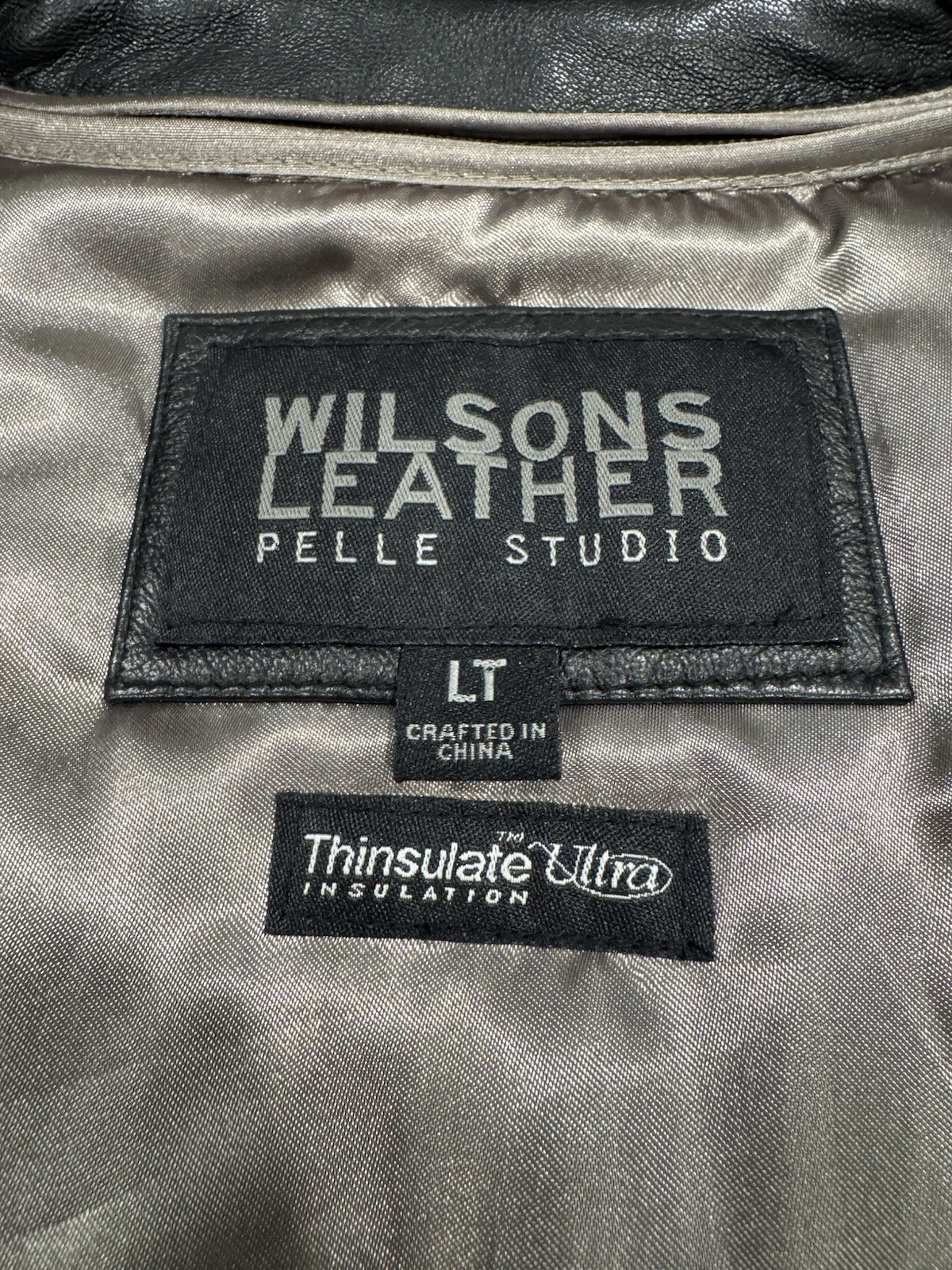 Wilsons Leather Pelle Studio Men’s Leather Car Coat Jacket Black Size Large Tall