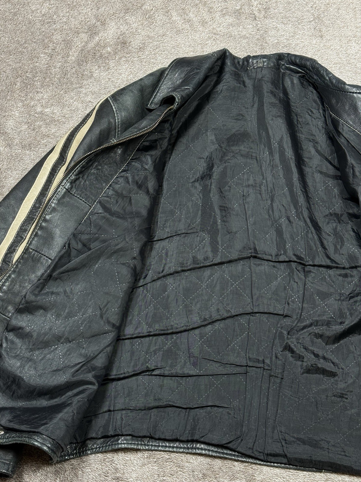 Vintage Diesel 90’s Black Leather Big Logo Y2K Jacket Size L