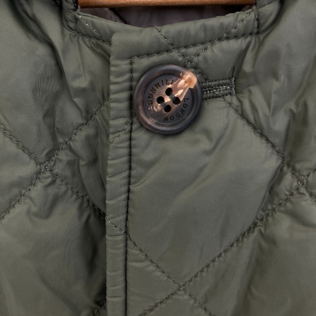 DUNHILL Quilted Tailored Jacket Khaki Leather Trim Size 46