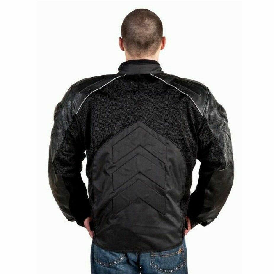 BLACK MENS ARMOR LEATHER BIKER MOTORCYCLE JACKET-S, M, L, XL, 2XL, 3XL, 4XL -D48
