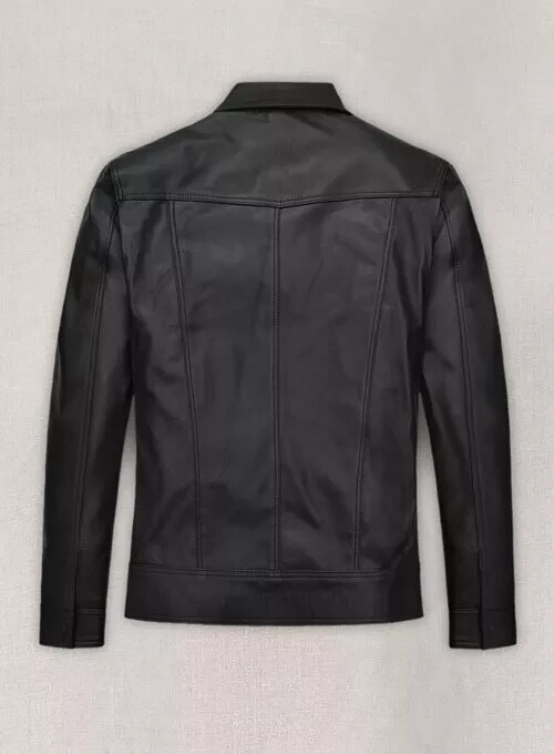 David Beckham Black Leather Jacket Shirt Style Slim Fit Leather Jacket Men Biker