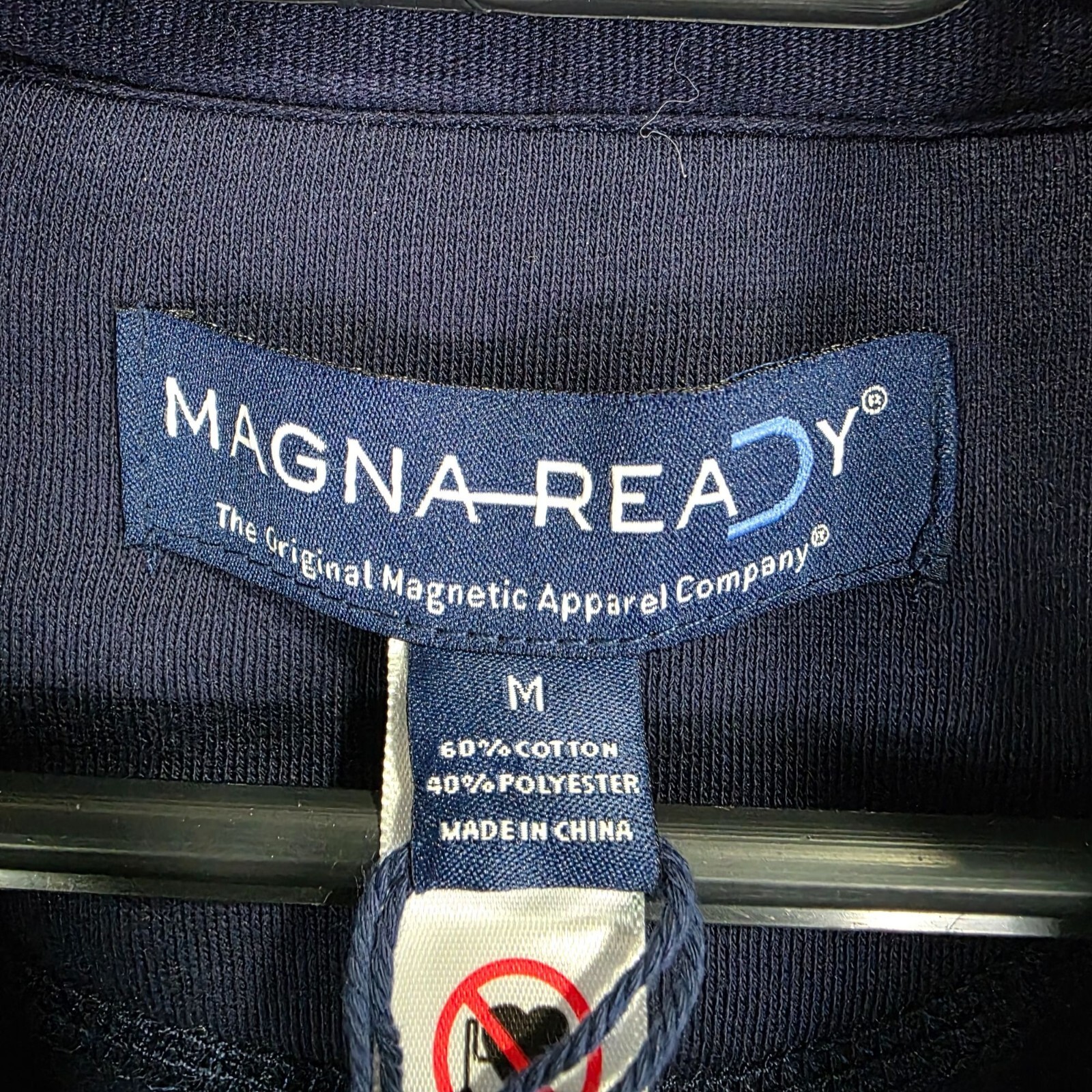 Mens Navy Blue MagnaReady Magnetic Closure Jacket Cotton Polyester Blend Size M
