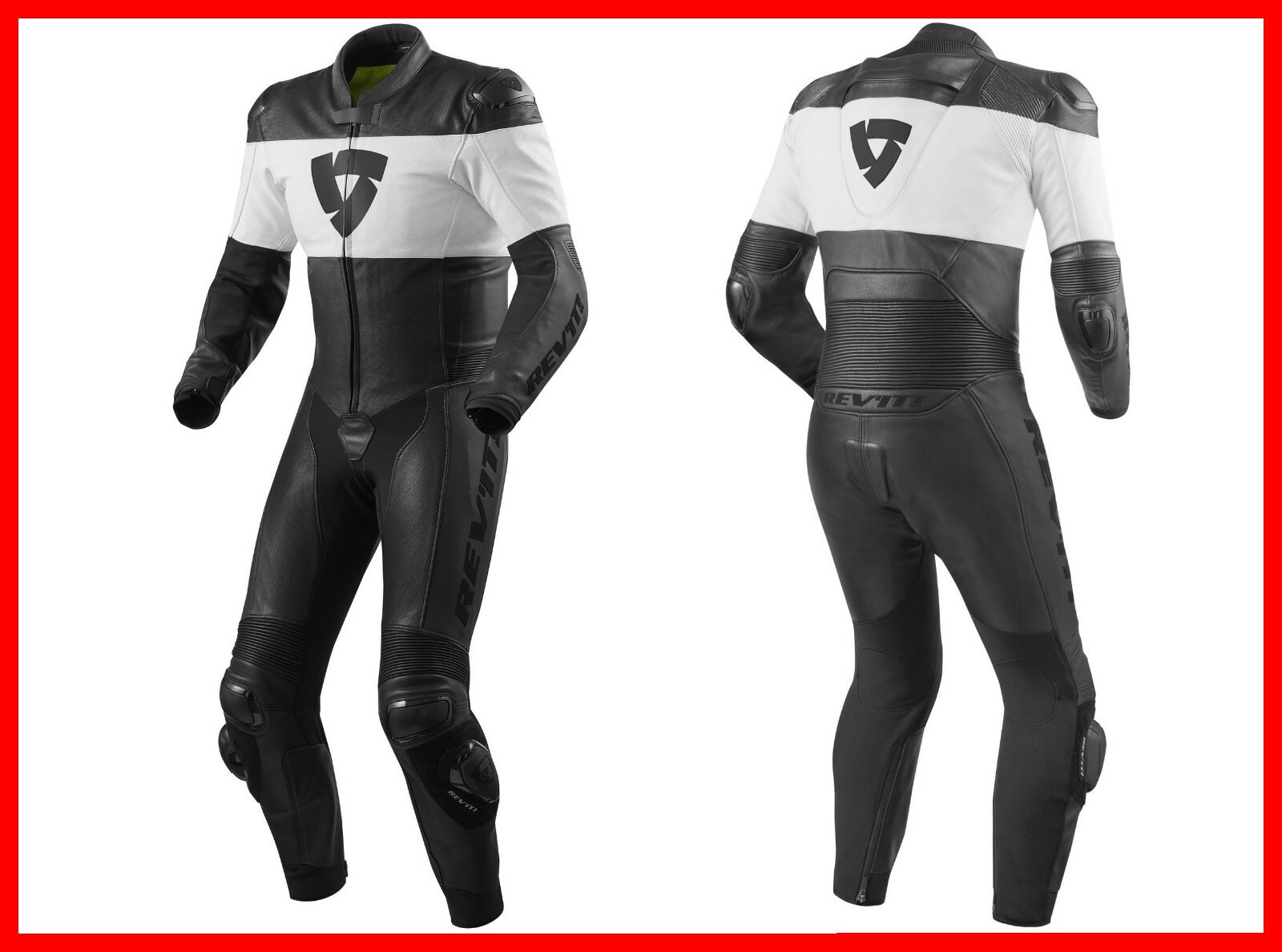 ~NWT Rev It! Leather 1-piece Nova Motorcycle Race/Track Suit 48 Black White~