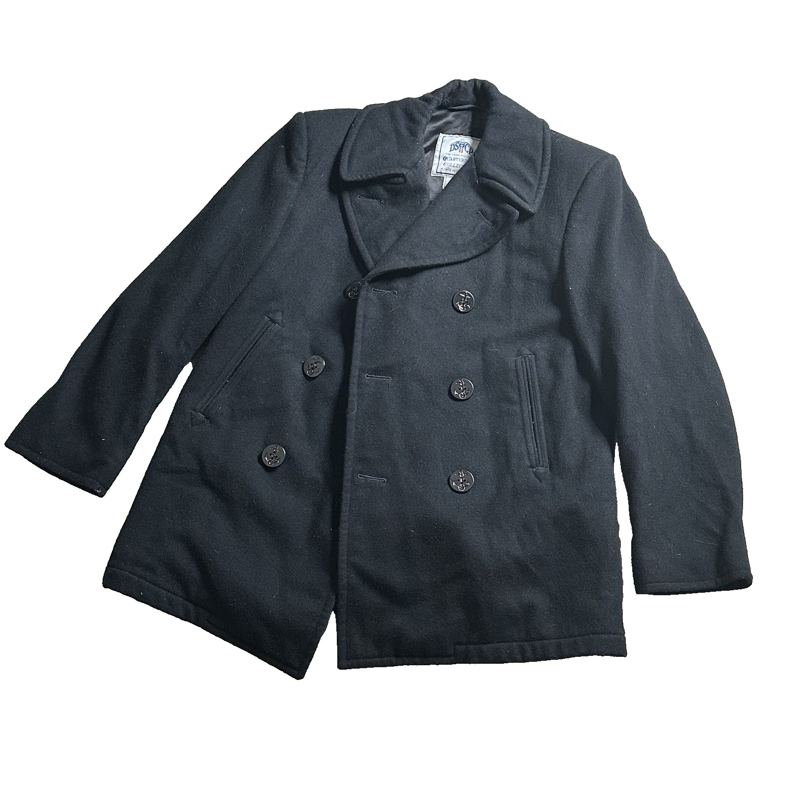 US Navy Wool Pea Coat DSCP Quarterdeck Sterlingwear Boston Black 38R Vintage Hea