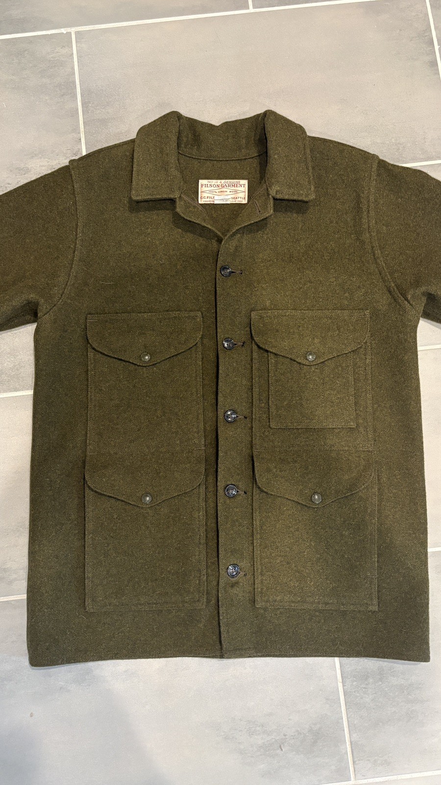 Vintage Filson Mackinaw Wool Cruiser Jacket 42 Long Forest Green MADE IN USA