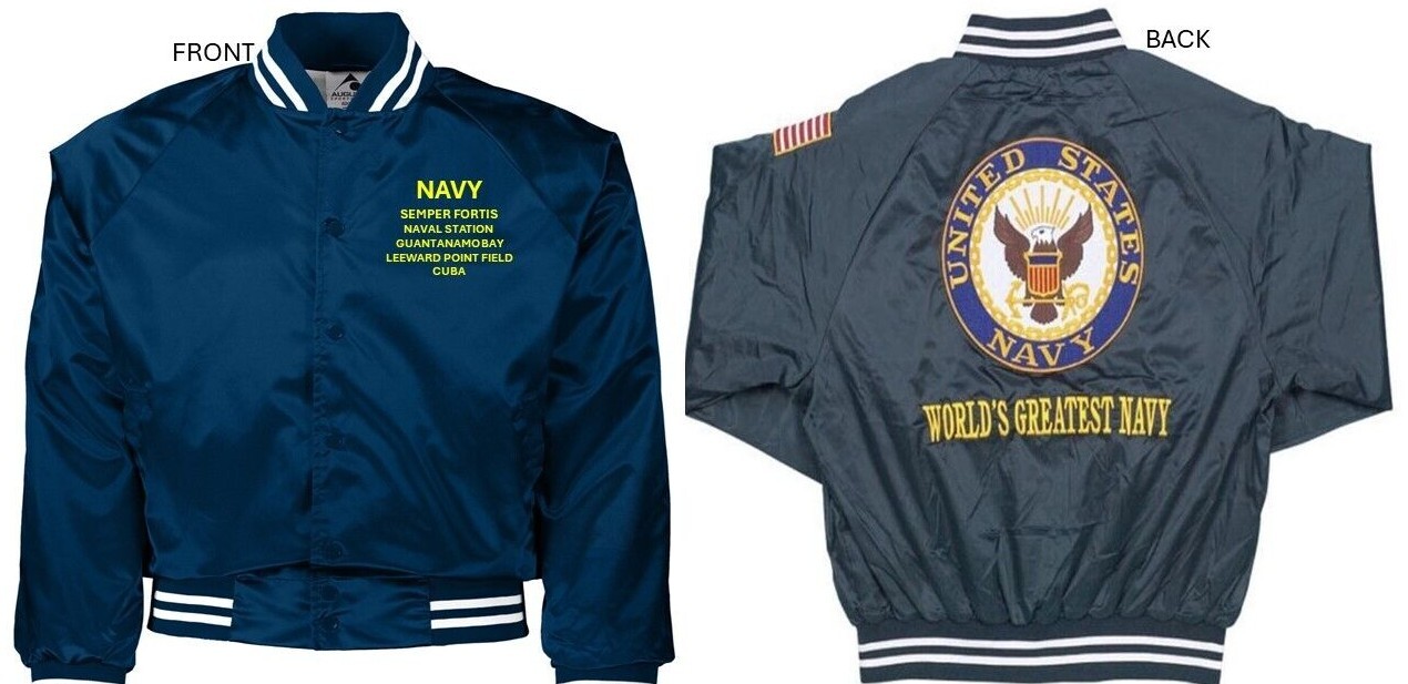 NAVAL SUPPORT ACTIVITY SOUDA BAY*EMBROIDERED SATIN JACKET OFFICIALLY LICENSED