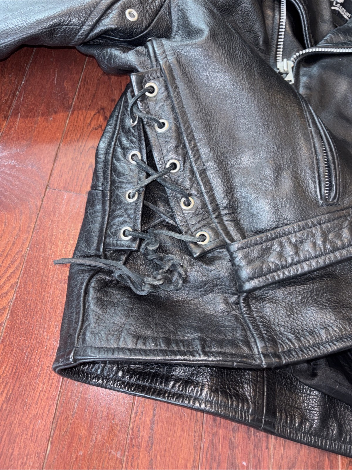 JR Jacket Mens Biker Genuine Leather Motorcycle Lace Up Zipper Details Belted 50