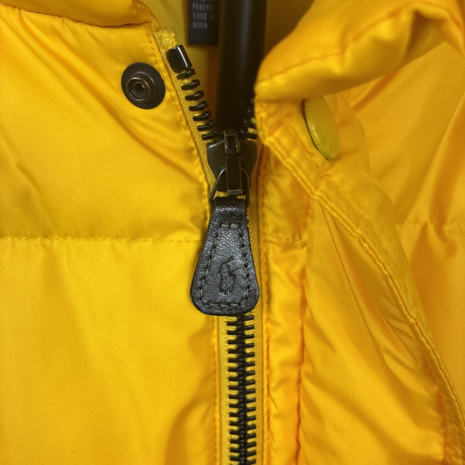 Polo Ralph Lauren Men’s Down Puffer Jacket XL Yellow 4 Pockets Drawstring Waist