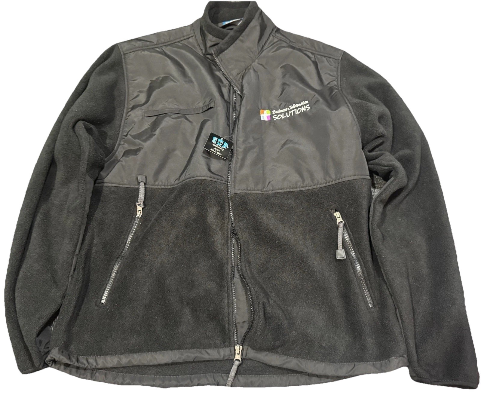 New With Tag Business Information Solutions logo black polyester fleece jacket