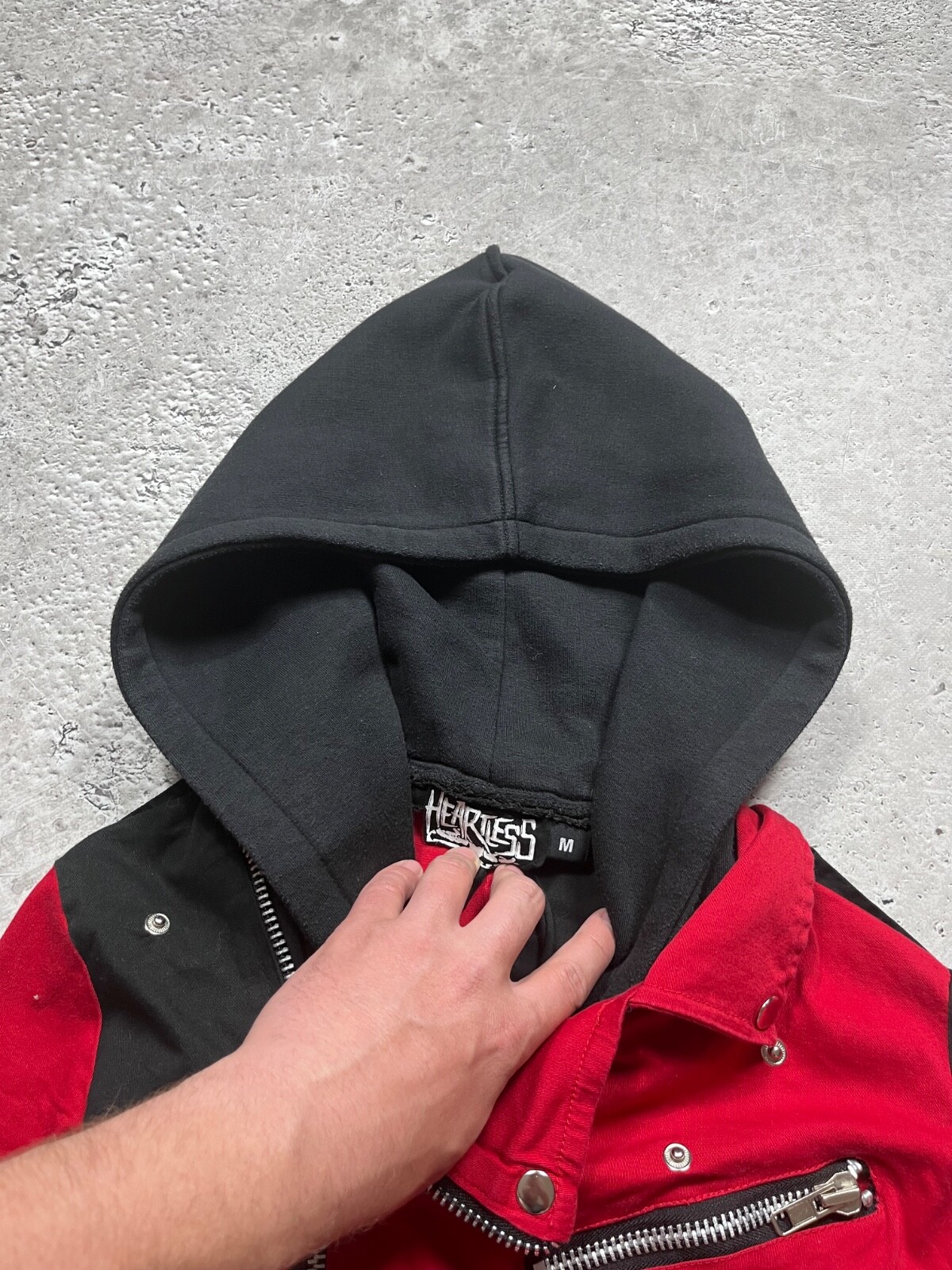 Heartless slim fit punk cotton hoodie jacket zip-up red black bondage style