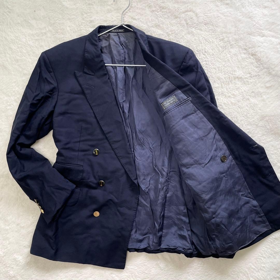 Dunhill Navy Blue Vintage Tailored Jacket Italy Gold Button L Used