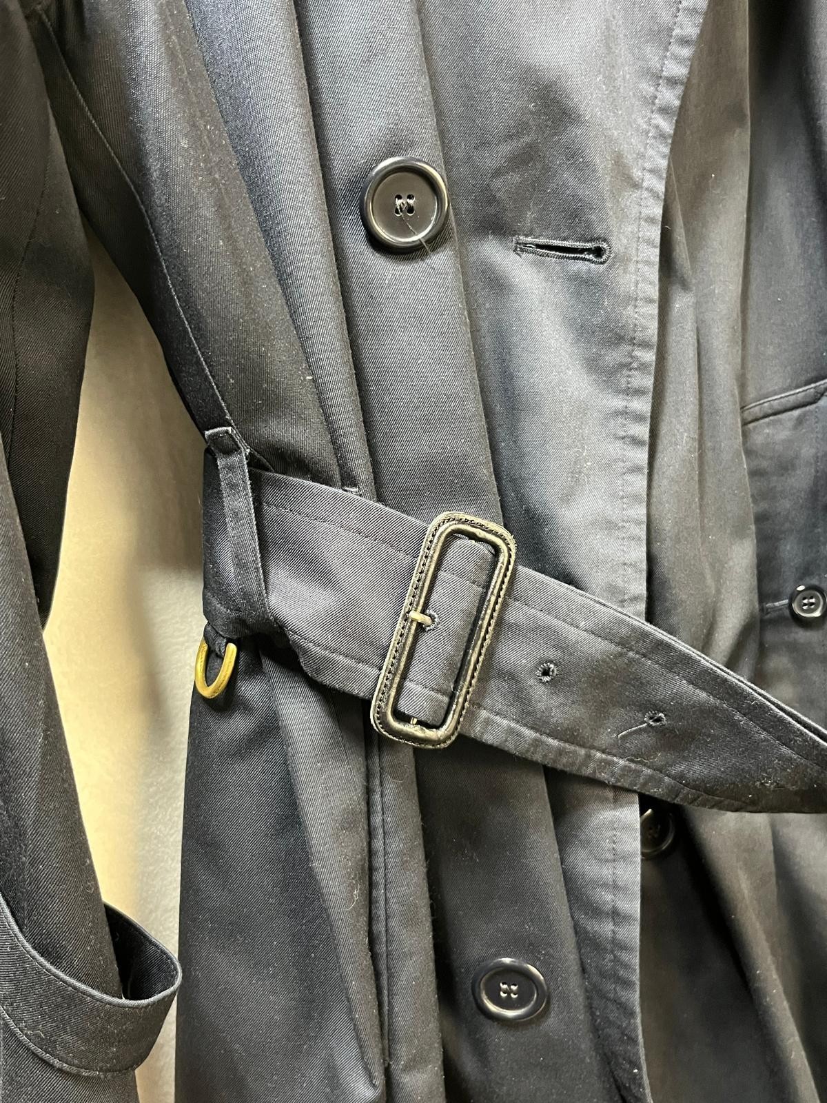 Burberrys Mens Trench Coat Blue 36R Belted Lined Designer Luxury