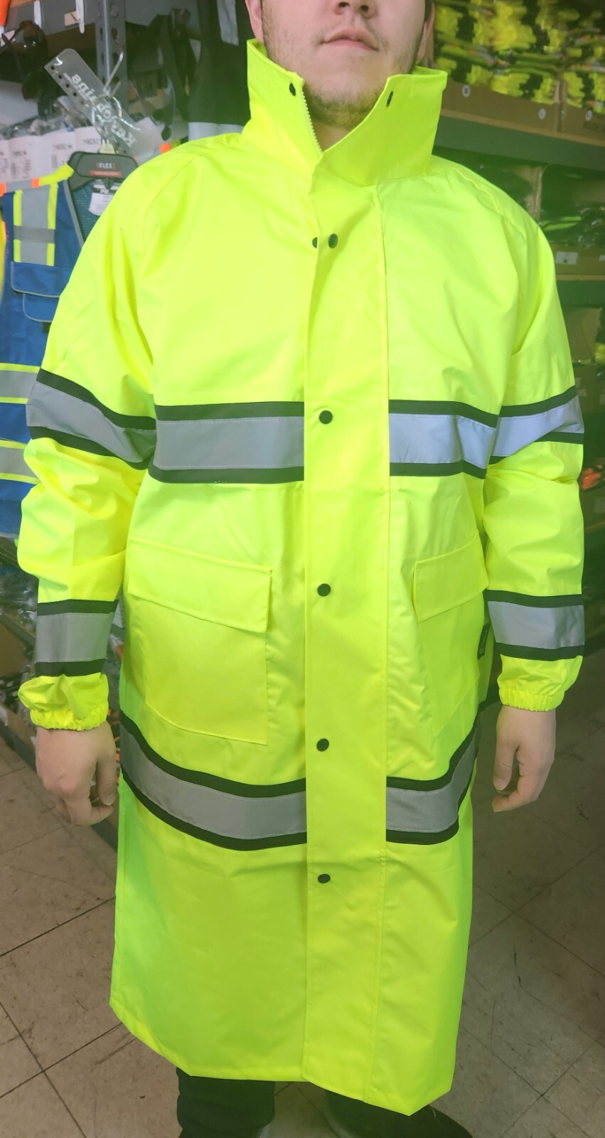 Yellow Safety Class 3 Rain Coat/JACKET/ High Visibility Reflective