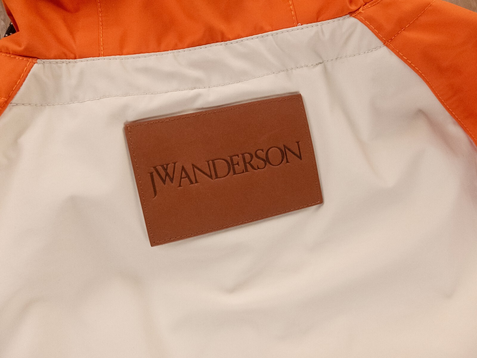 (NO CUSTOMS TAX) JW ANDERSON beige orange colorblock hooded parka jacket Medium