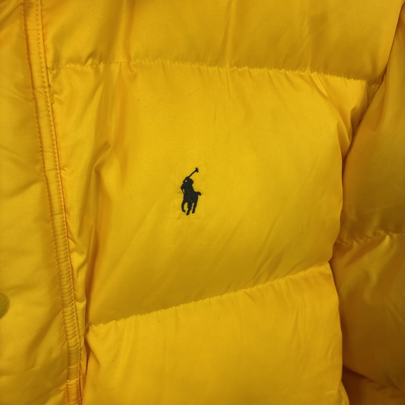 Polo Ralph Lauren Men’s Down Puffer Jacket XL Yellow 4 Pockets Drawstring Waist