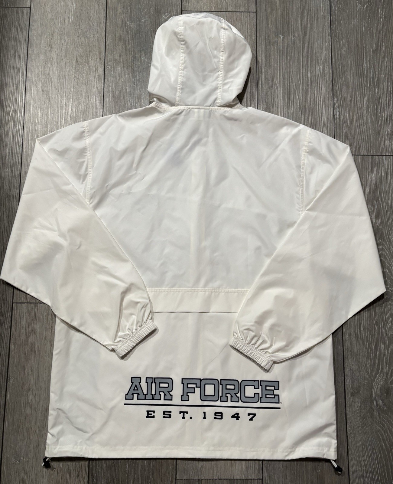 Champion United States Air Force Full Zip Windbreaker Jacket. Mens Large. White.