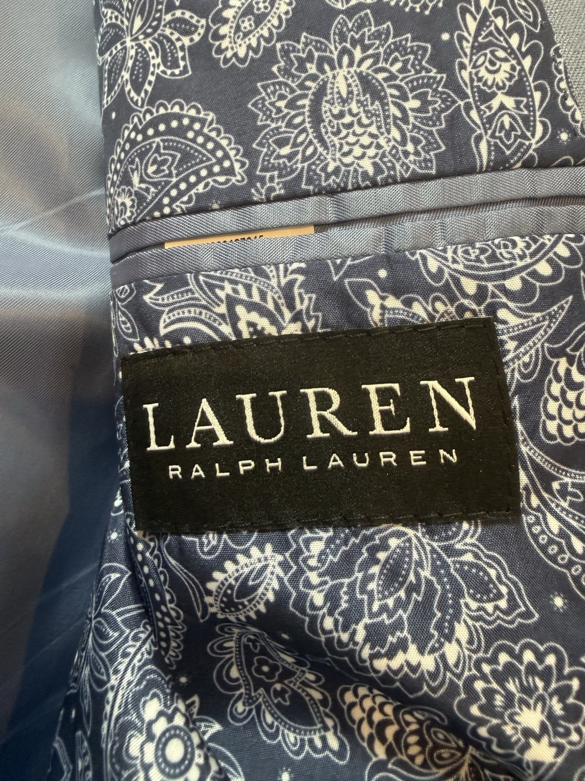Lauren Ralph Lauren Blazer Mens 44L Blue 100% Linen Two Button Black Label Coat