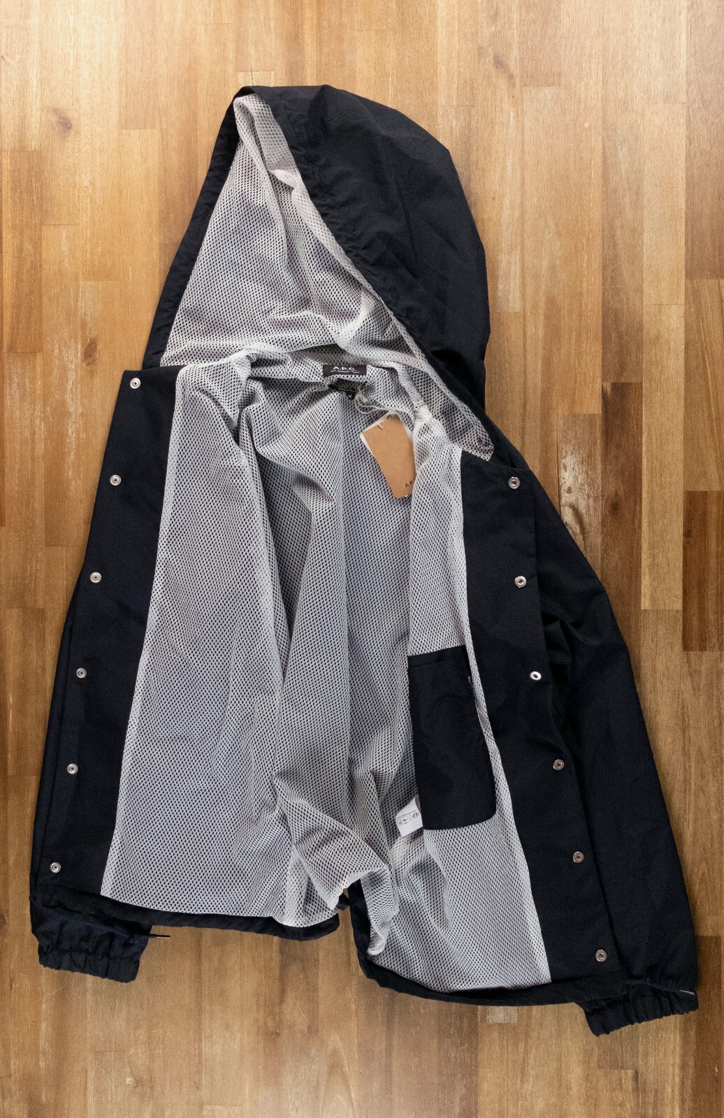 (NO CUSTOMS TAX) A.P.C. Greg navy blue hooded nylon blouson jacket Medium APC