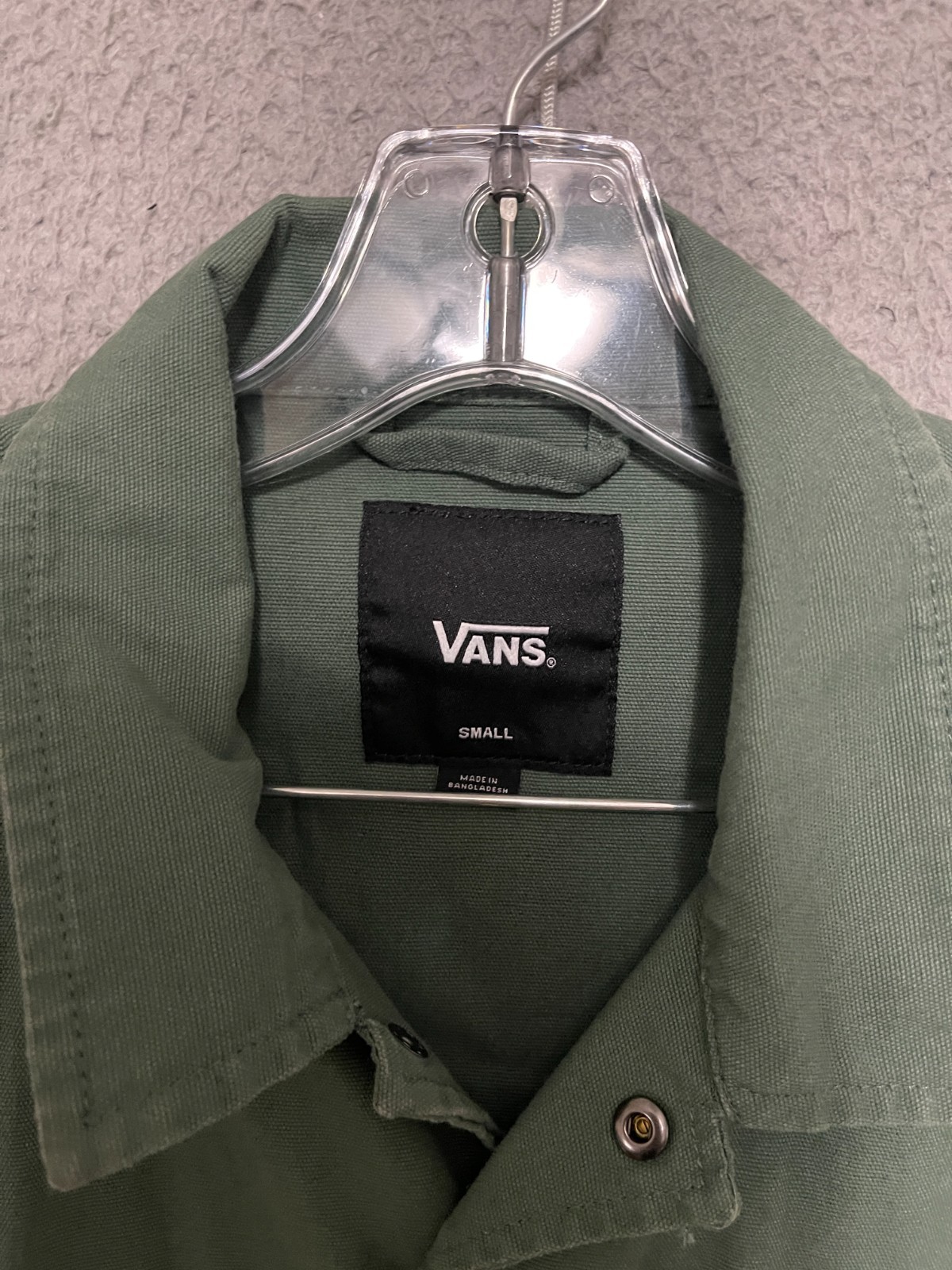 Vans Torrey Skate Canvas Jacket Small Green Coach Worm Guy Snap Drawstring
