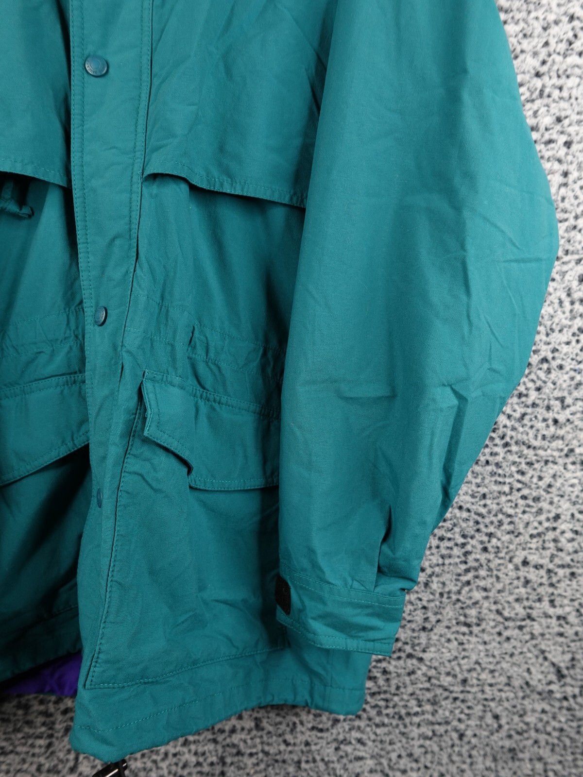 Eddie Bauer Anorak Mens Coat Size Medium Solid Green 100% Nylon Pockets Lined