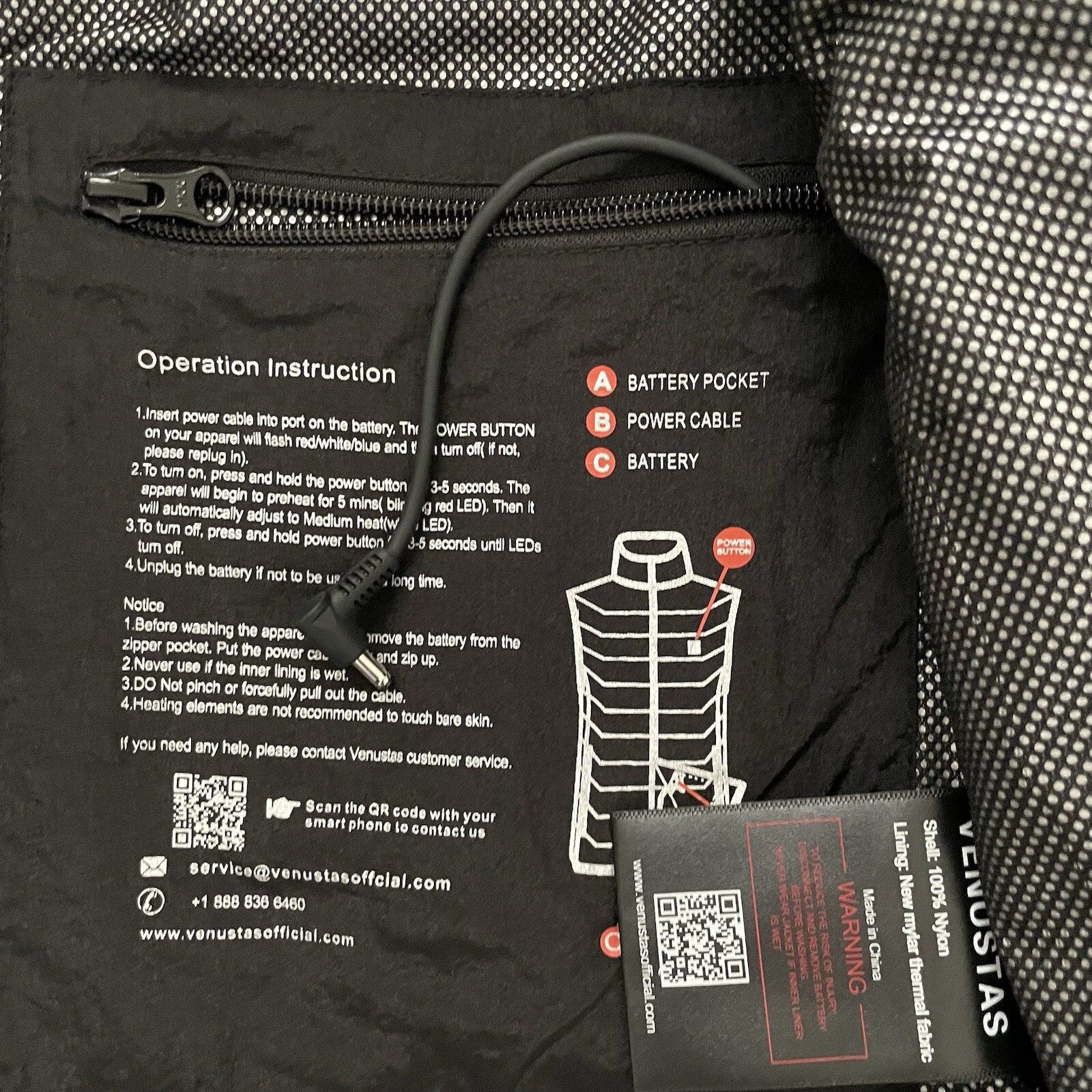Venustas Heat PufferVest Men SMALL BLACK Heated Battery N/A Insulated Ski Snow