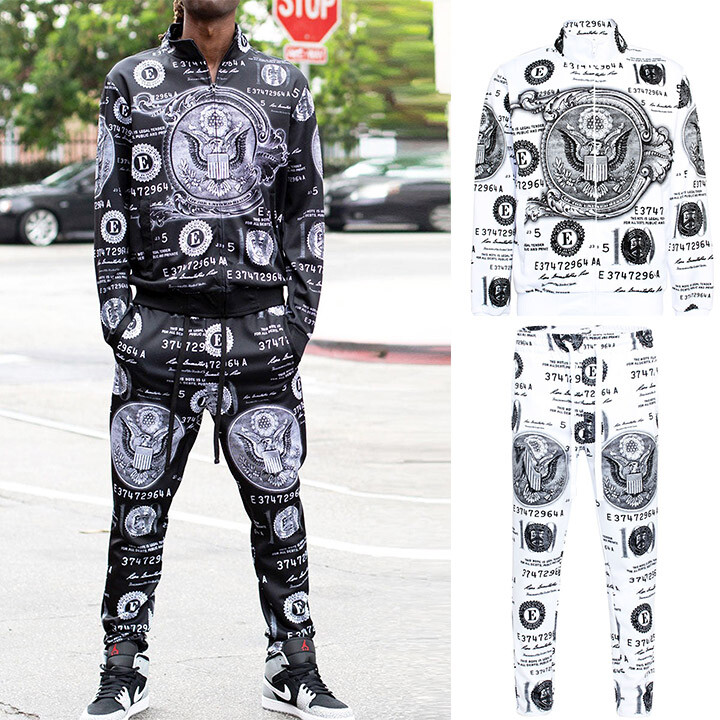 Men’s Big Money Jogging Track Suite Set Track Pants &Jacket Sweat suit ST883EY