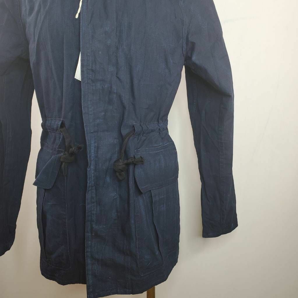 Monmouth Mens Rain Parka Jacket Blue Button Drawstring Detachable Hood M/50 New
